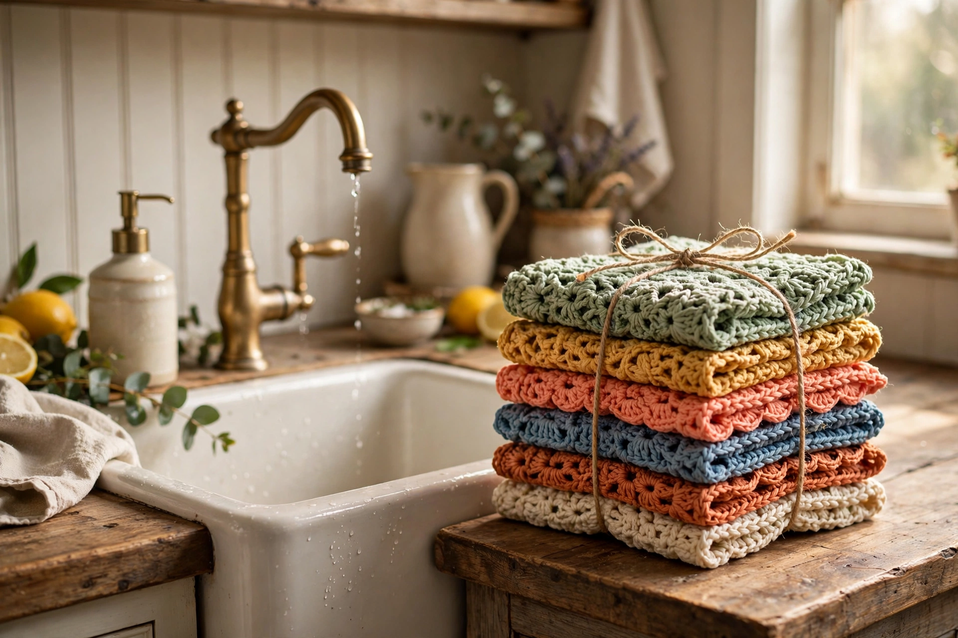 Crocheted dishcloth set — homemade Christmas gift idea