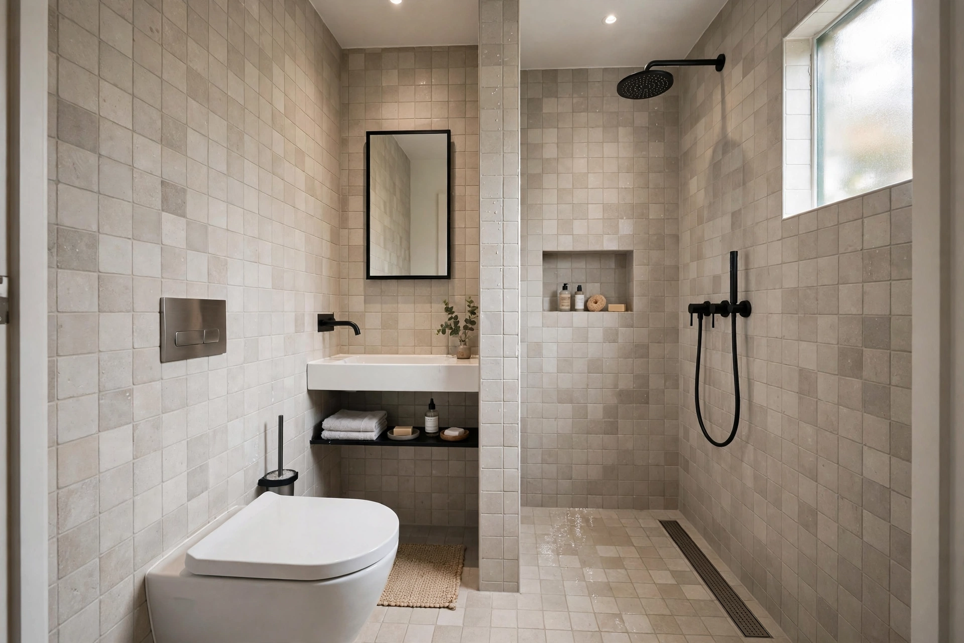 Wet room design — small bathroom idea