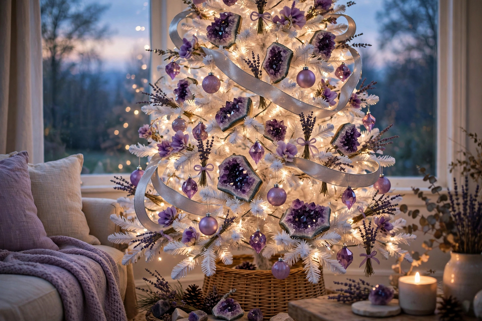 Amethyst purple glow tree — white Christmas tree idea