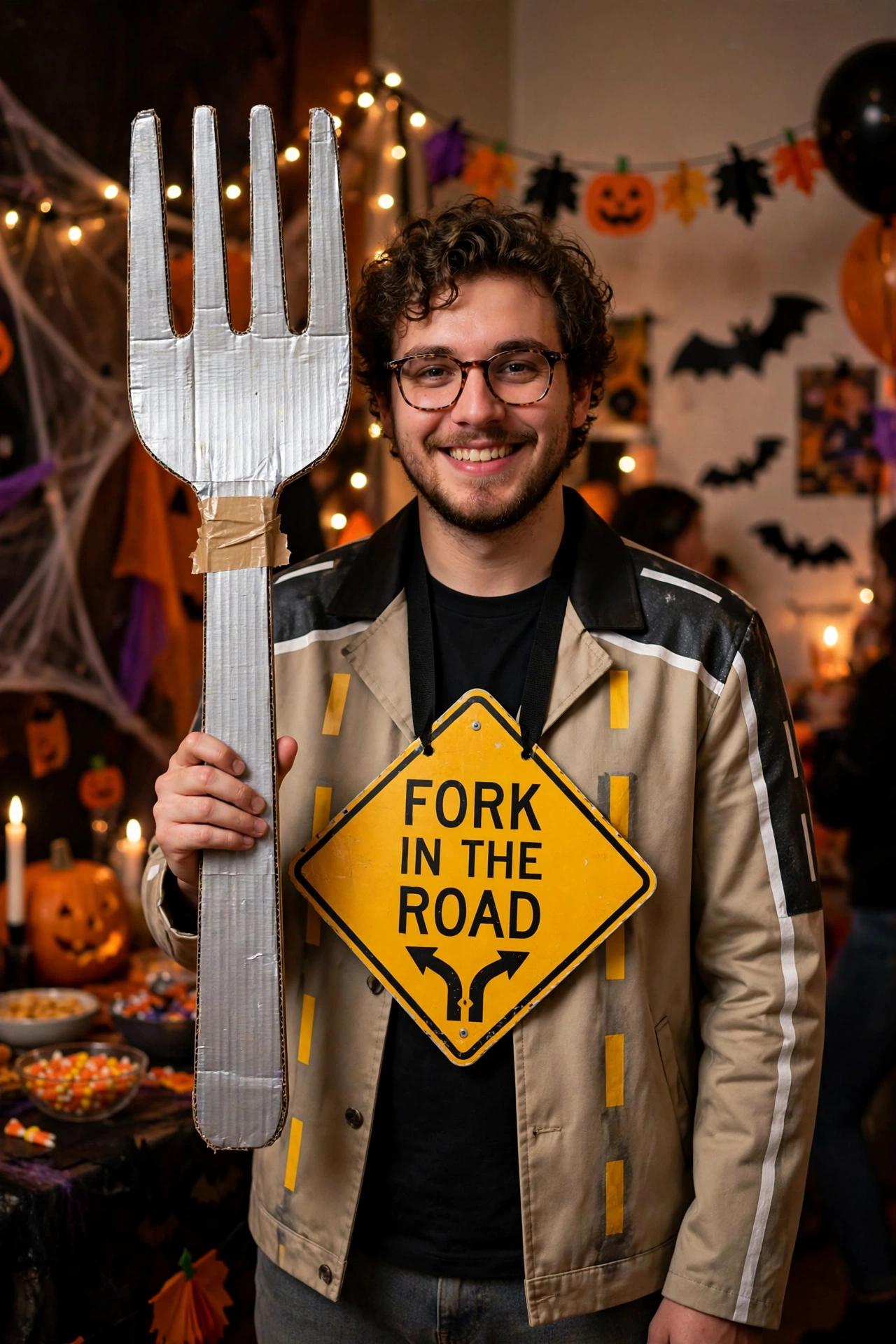 Fork in the road pun costume - funny Halloween costume idea