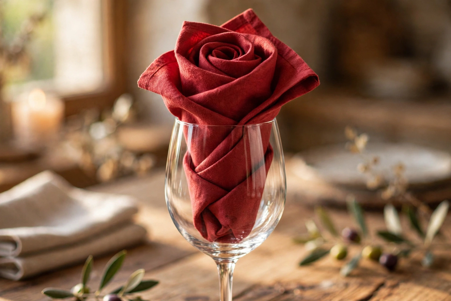 Rose napkin fold — Christmas napkin folding idea