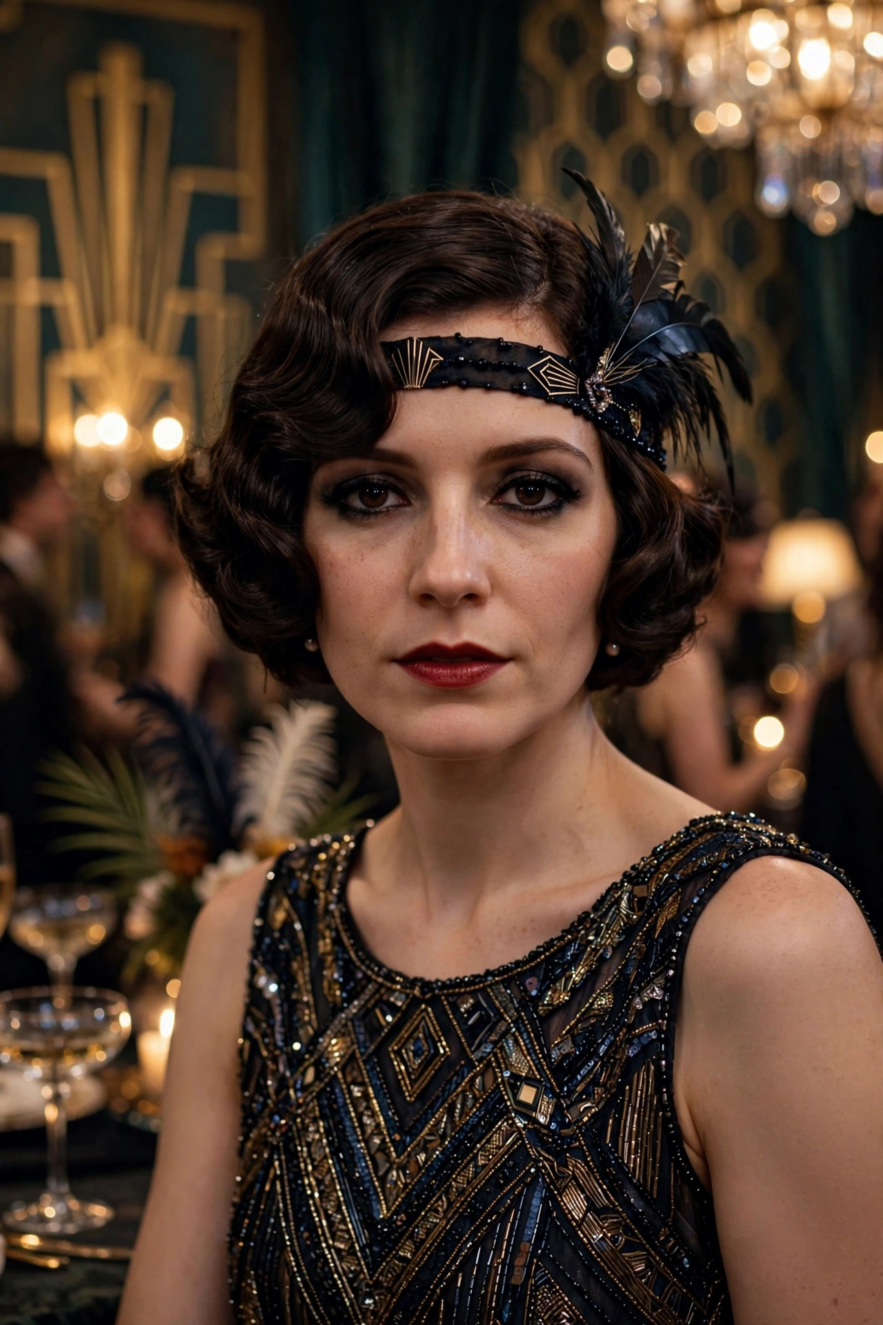 1920s flapper costume — brunette Halloween costume idea