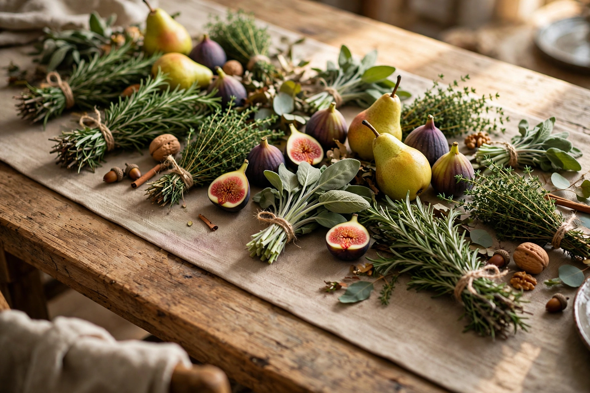 Fresh herb and rosemary centerpiece — Thanksgiving centerpiece idea