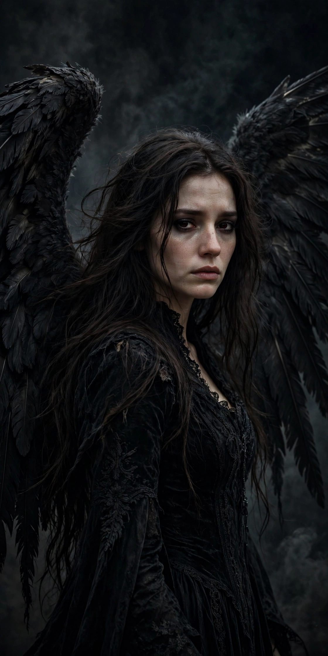 Fallen dark angel costume — brunette Halloween costume idea