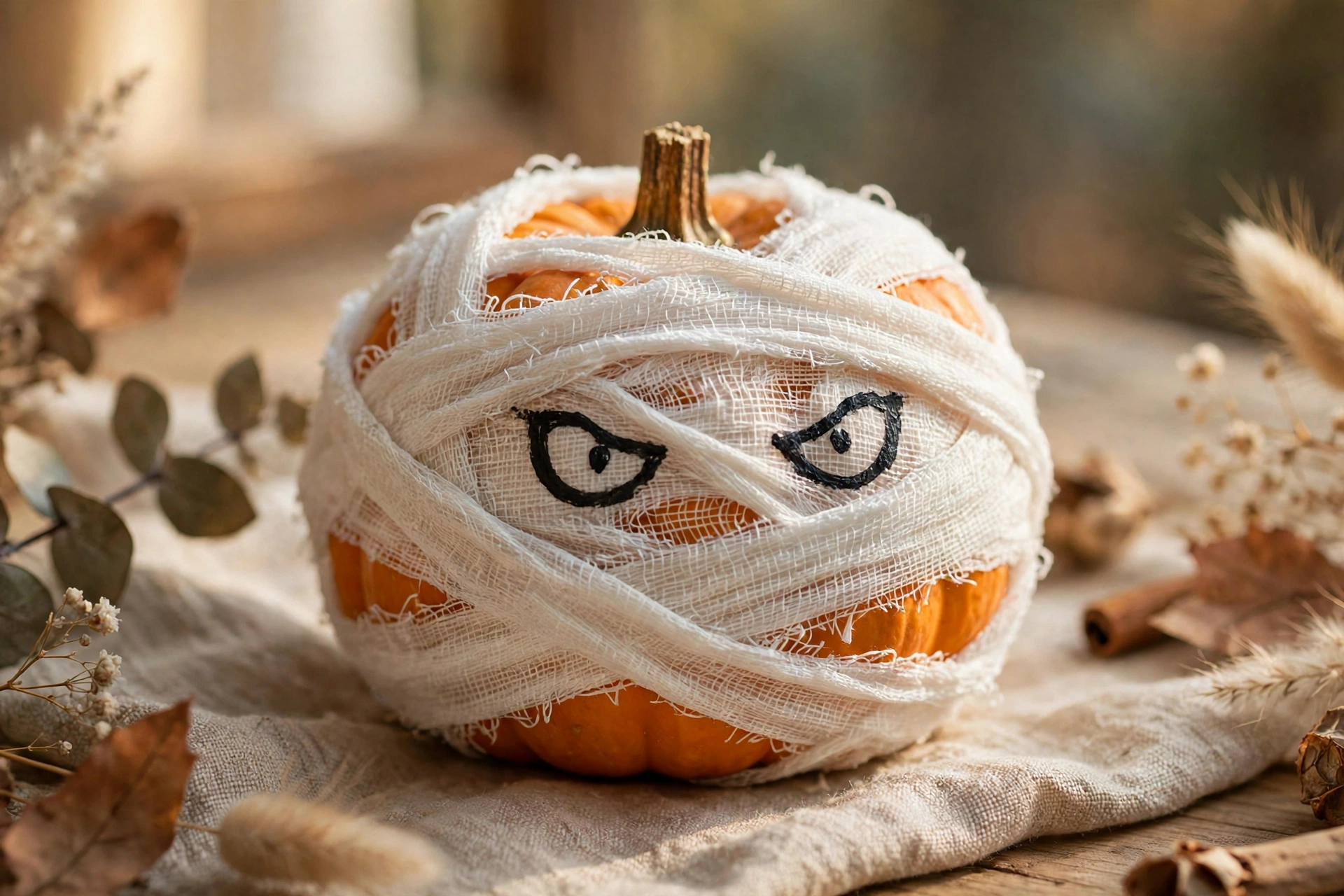 Mummy mini pumpkins — mini pumpkin painting idea