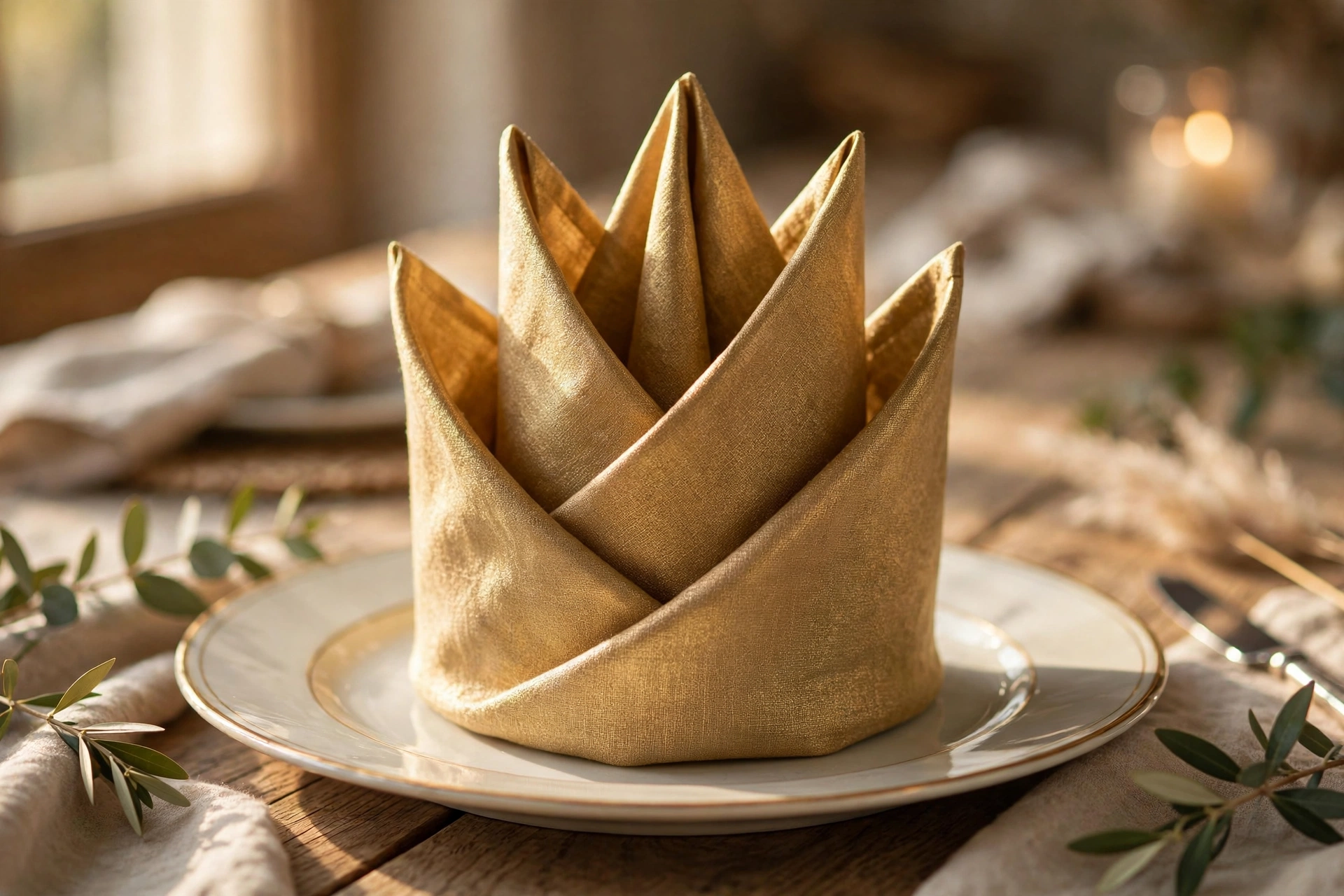Crown napkin fold — Christmas napkin folding idea