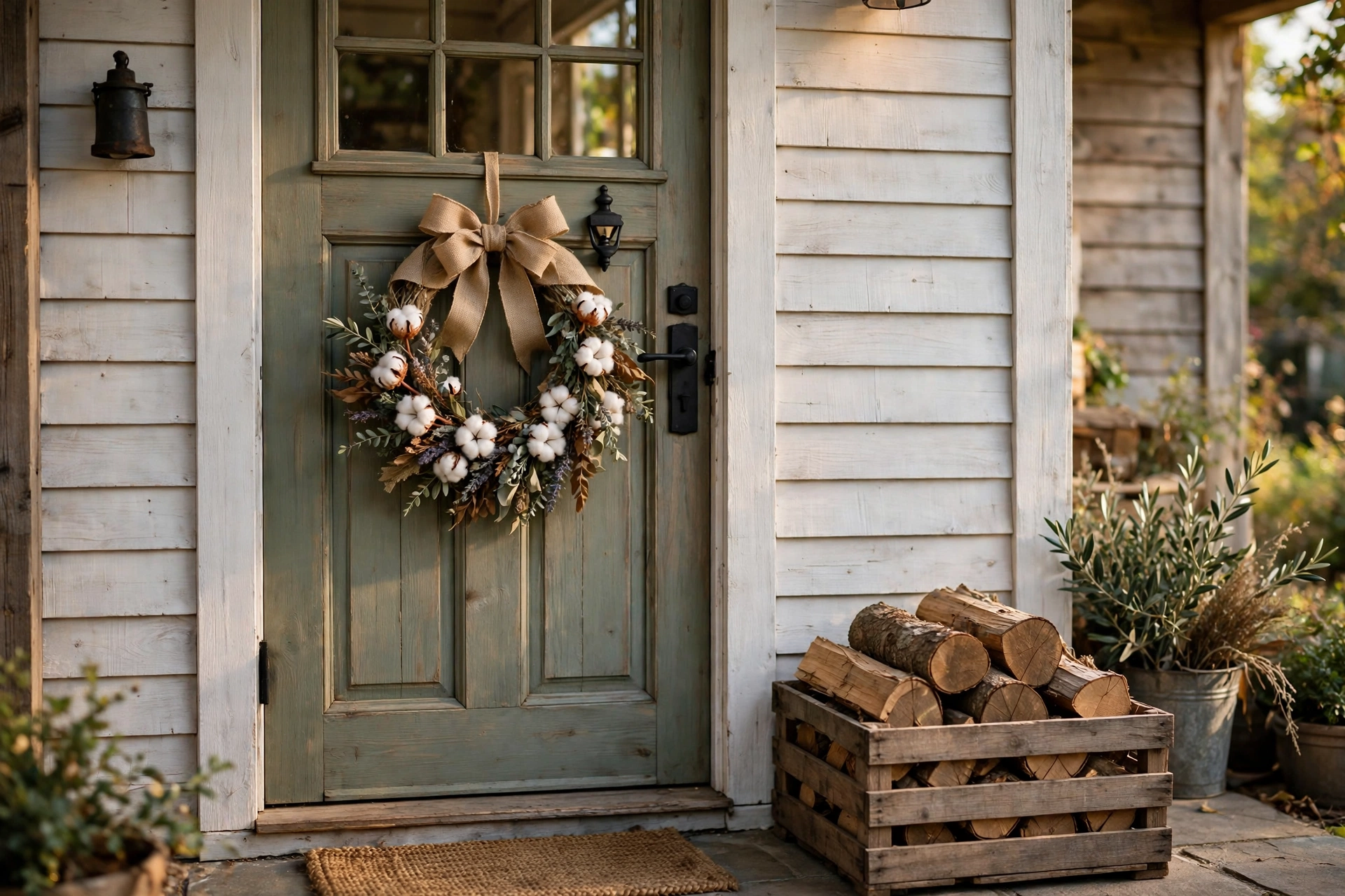 Rustic farmhouse door — Christmas door idea