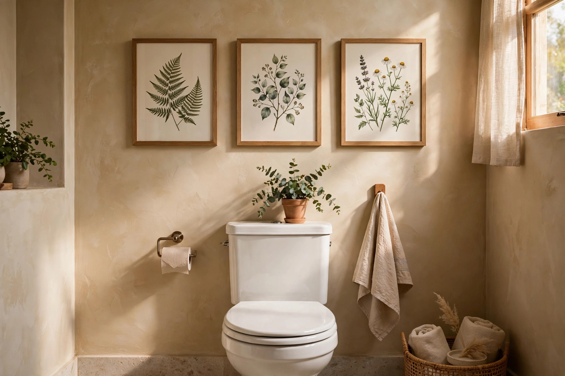 Framed art in a small bathroom — small bathroom decor idea