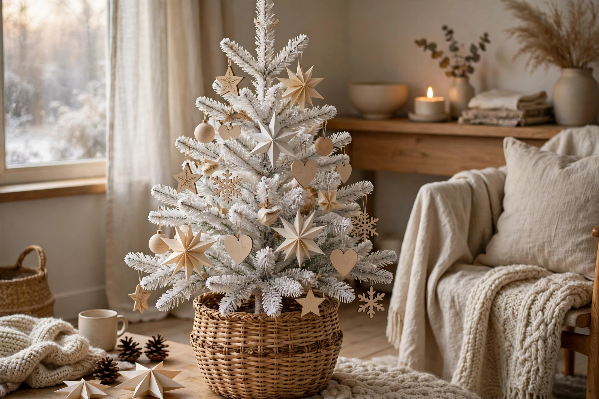 Scandinavian hygge tree — white Christmas tree idea