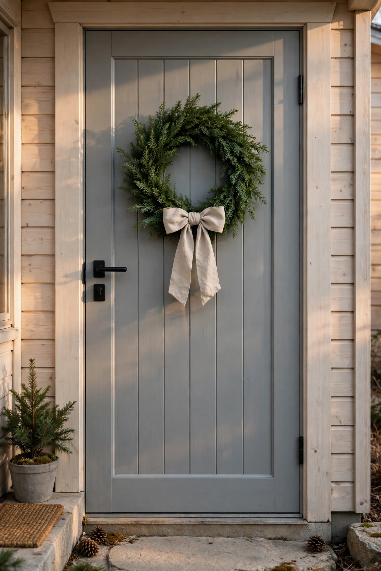 Scandinavian simple door — Christmas door idea