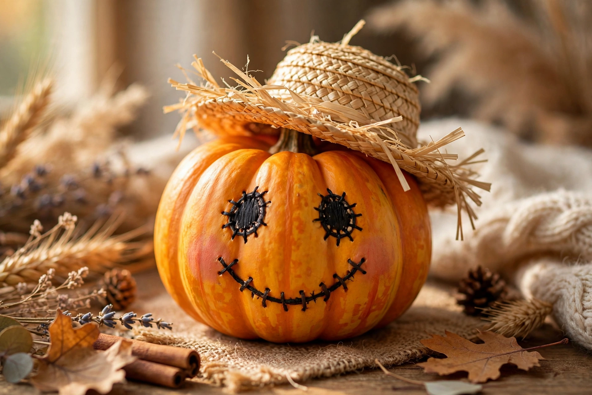Scarecrow face mini pumpkins — mini pumpkin painting idea