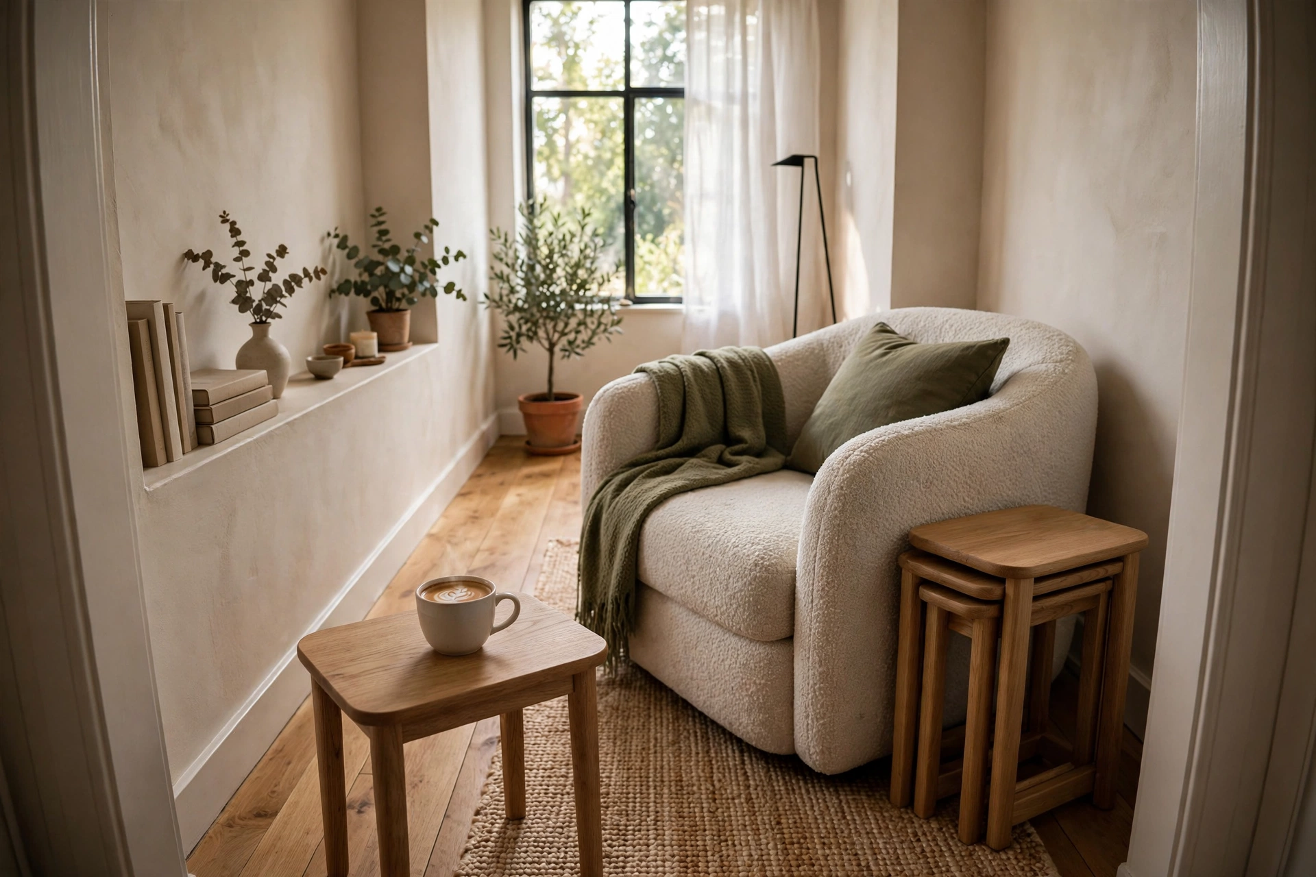 Nesting side tables — narrow living room idea