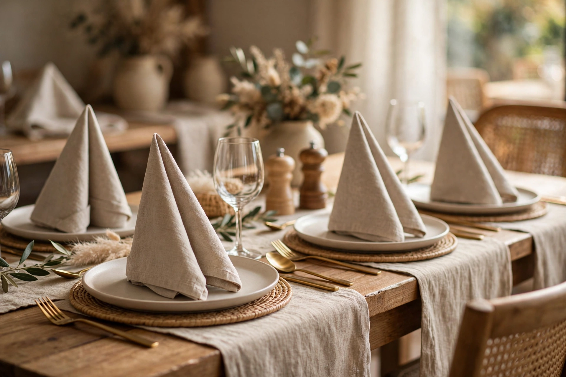 Pyramid napkin fold — Christmas napkin folding idea