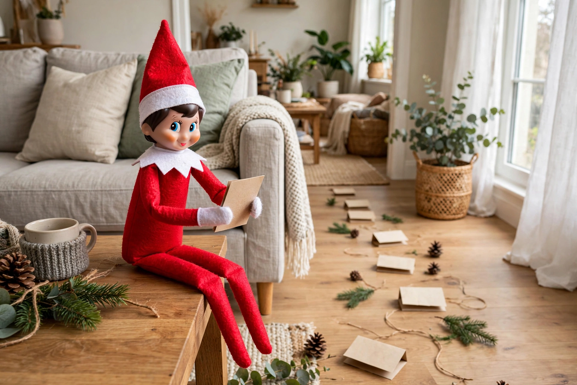 Scavenger hunt kickoff elf arrival — elf on the shelf arrival idea