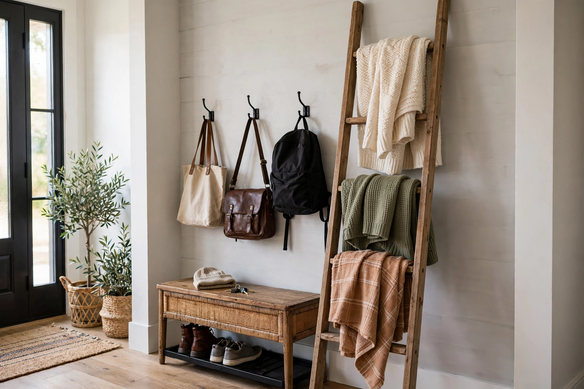 Decorative ladder organizer — drop zone idea