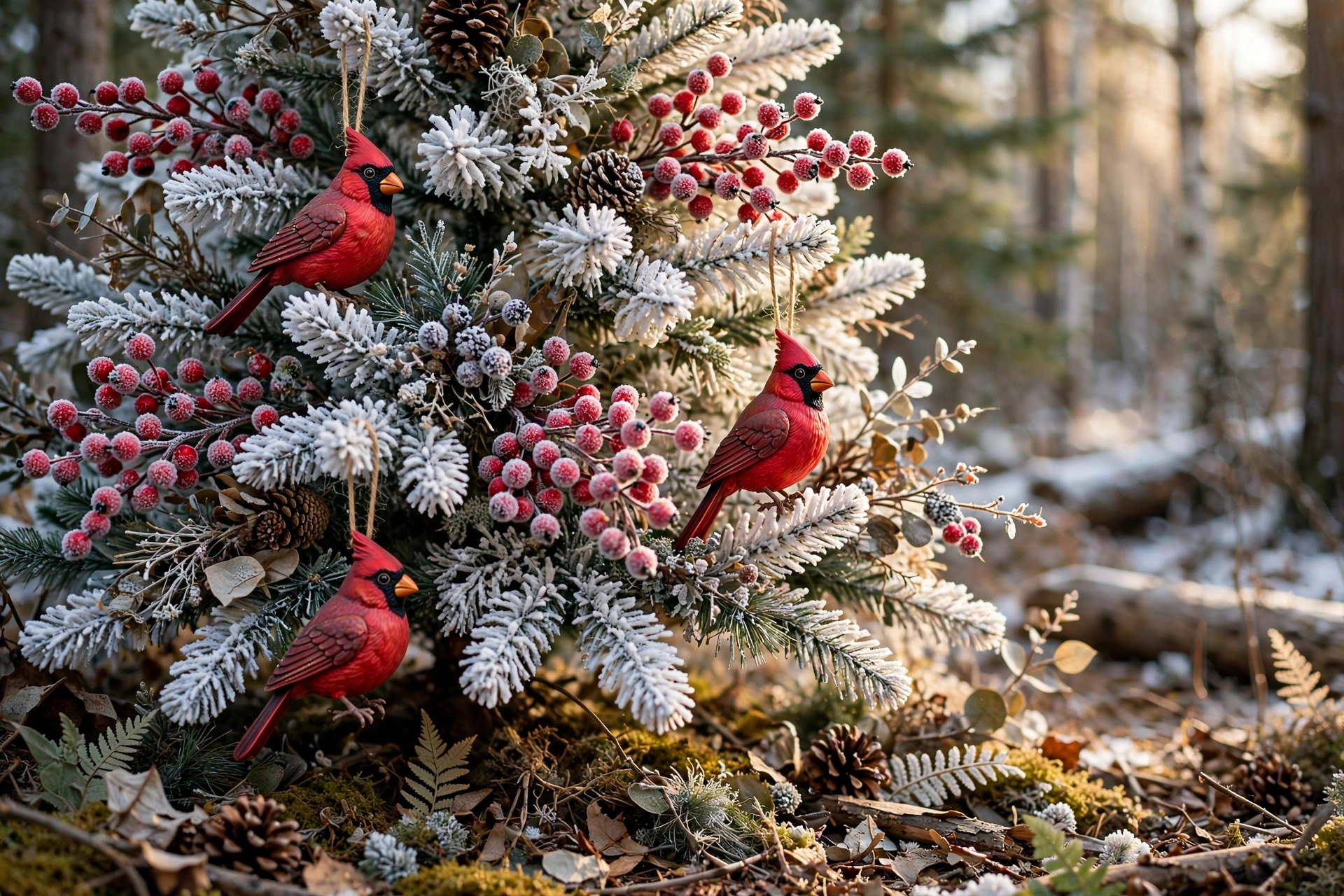 Frosted berry branch tree — white Christmas tree idea