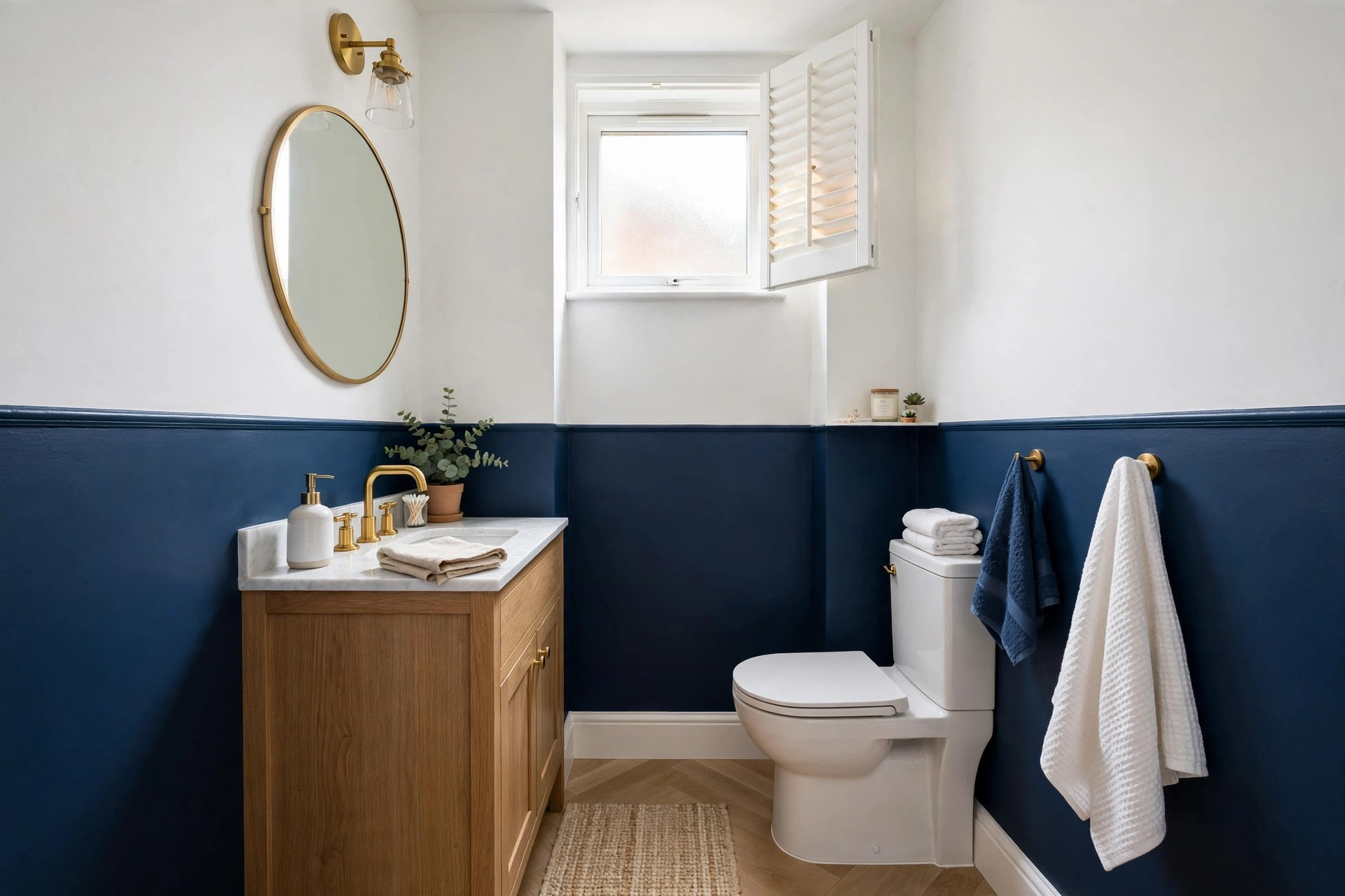 Two-tone painted walls — small bathroom idea