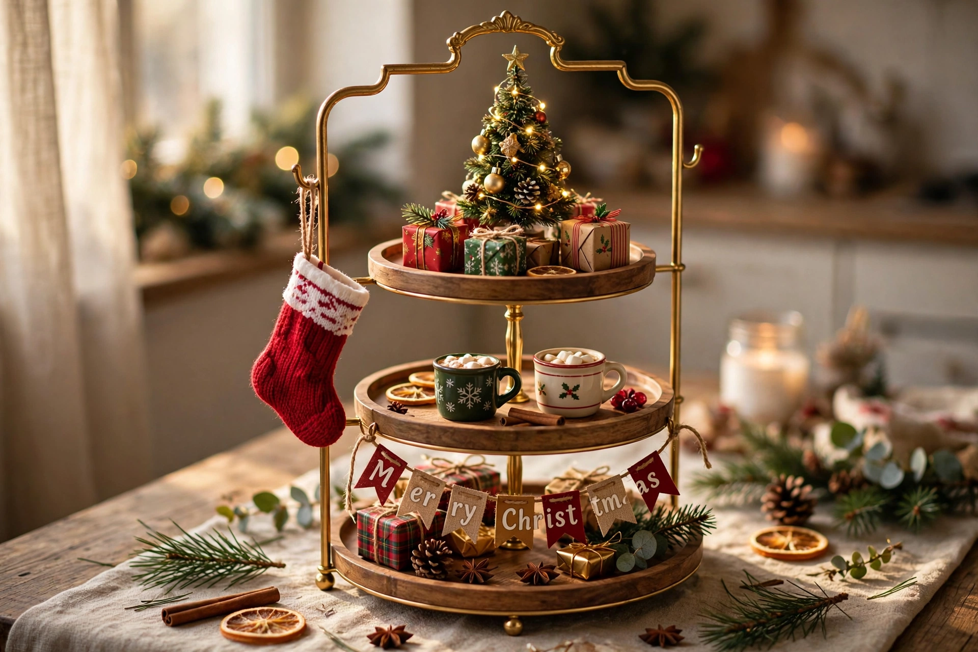 Christmas morning tray — Christmas tiered tray idea
