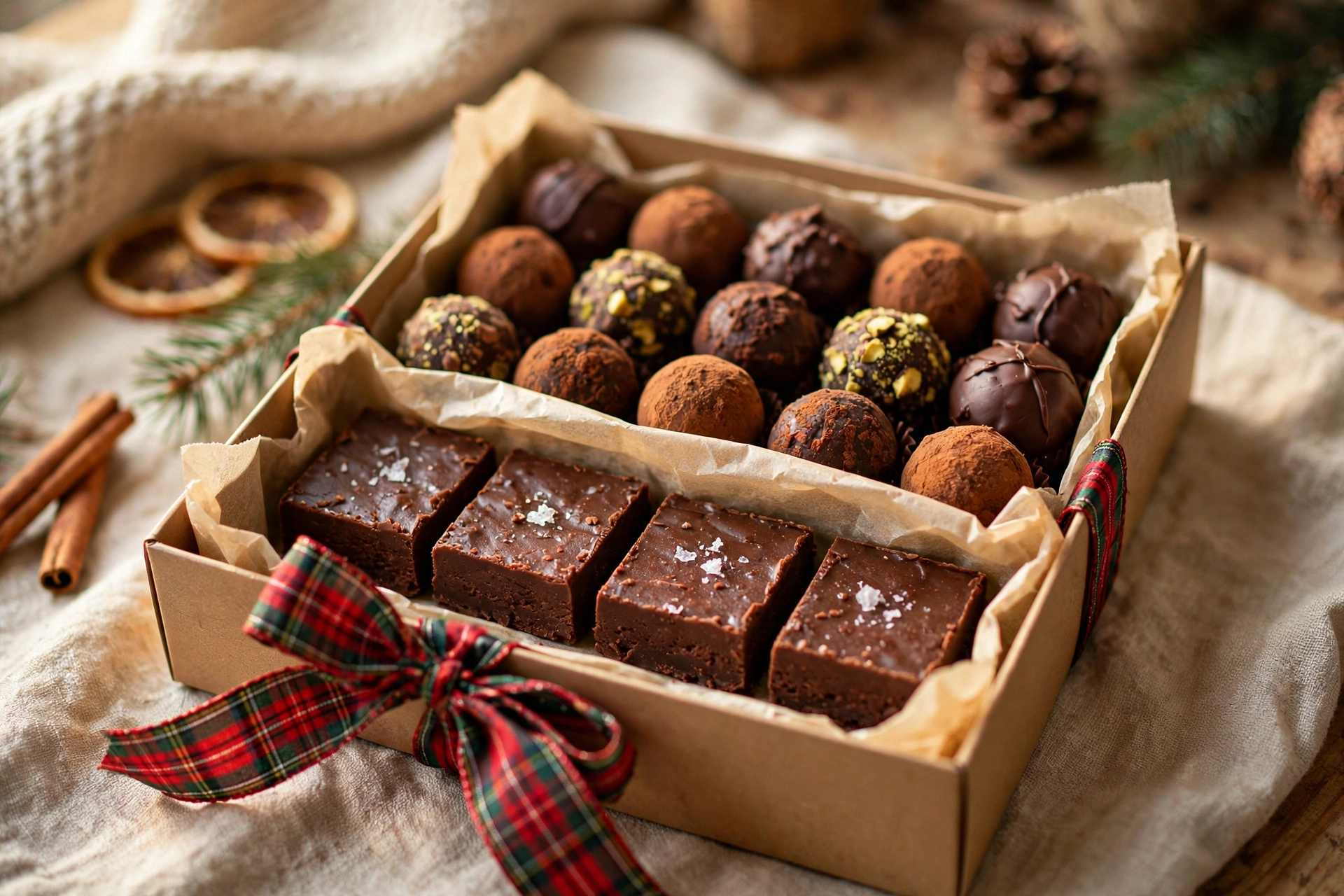 Homemade fudge and truffles — homemade Christmas gift idea
