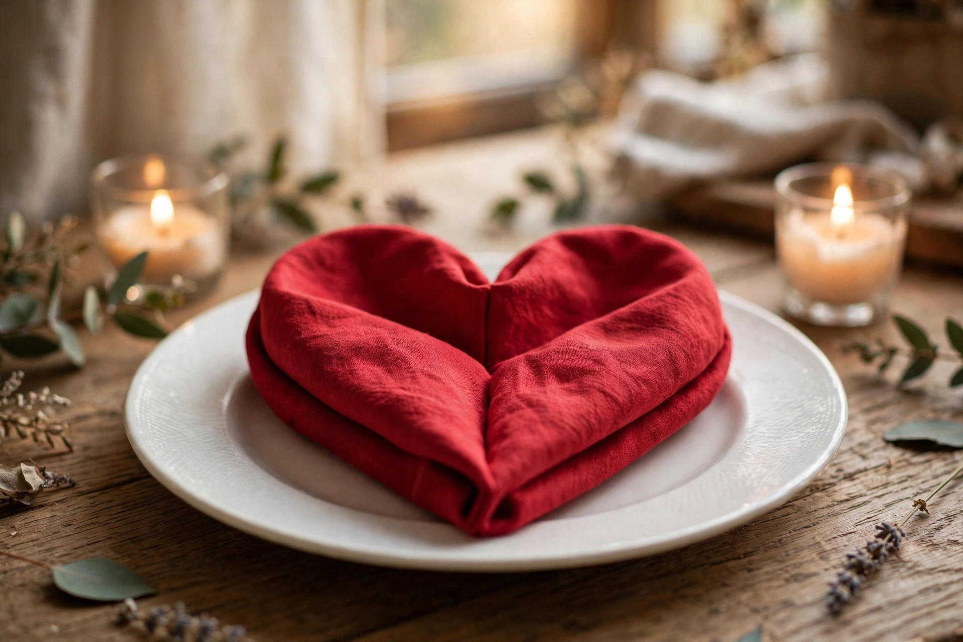 Heart napkin fold — Christmas napkin folding idea