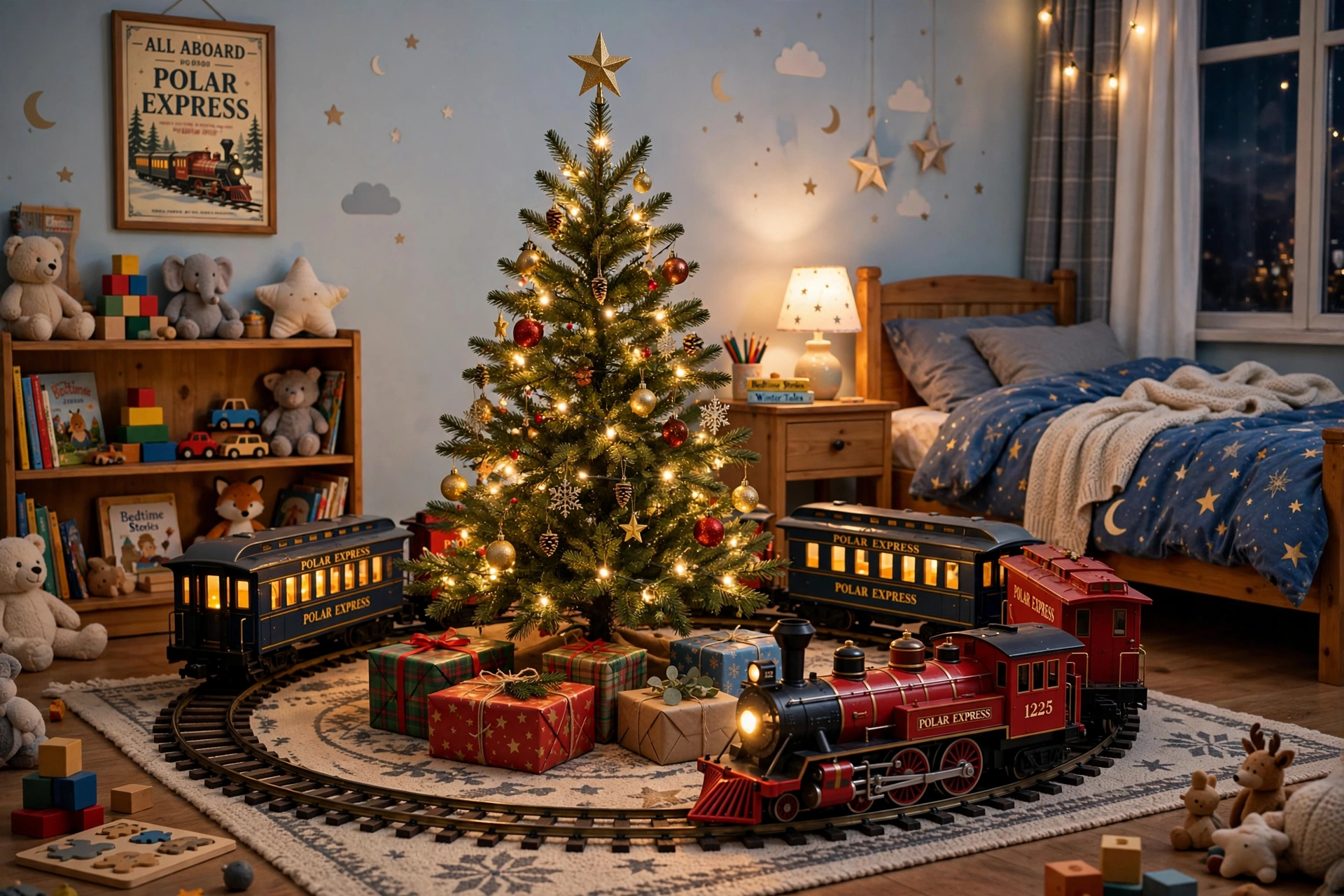Polar express train — Christmas bedroom idea for kids