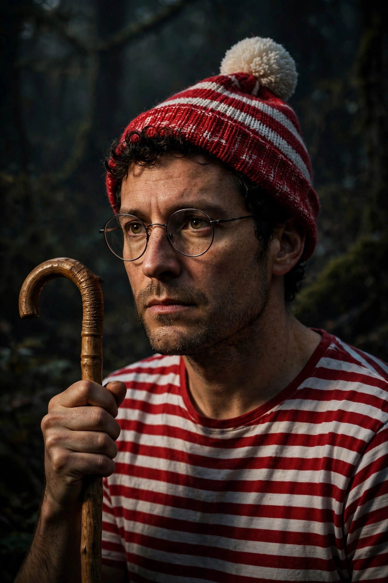 Striped traveler costume — Halloween costume idea for guys