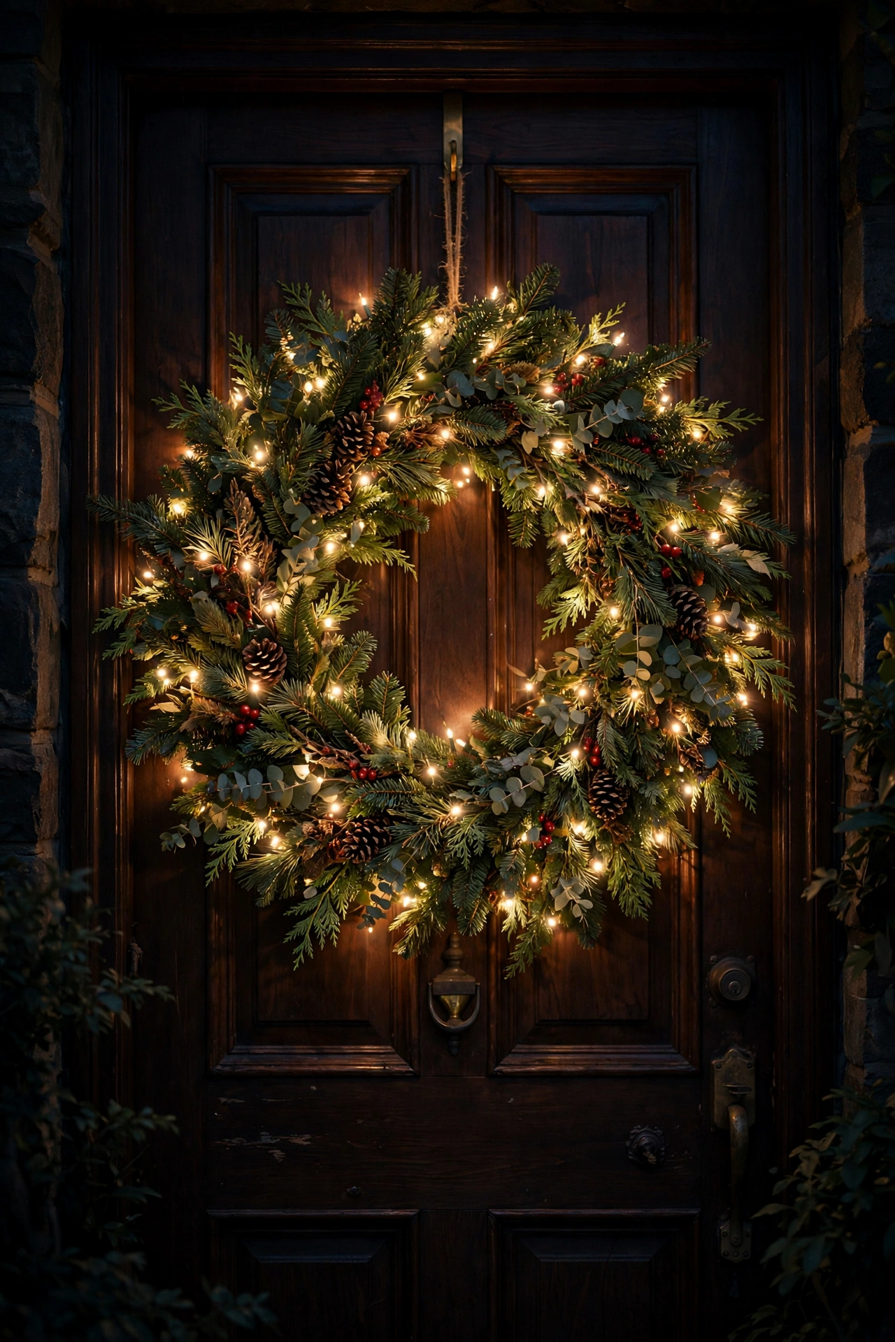 Twinkling lights wreath — Christmas wreath idea