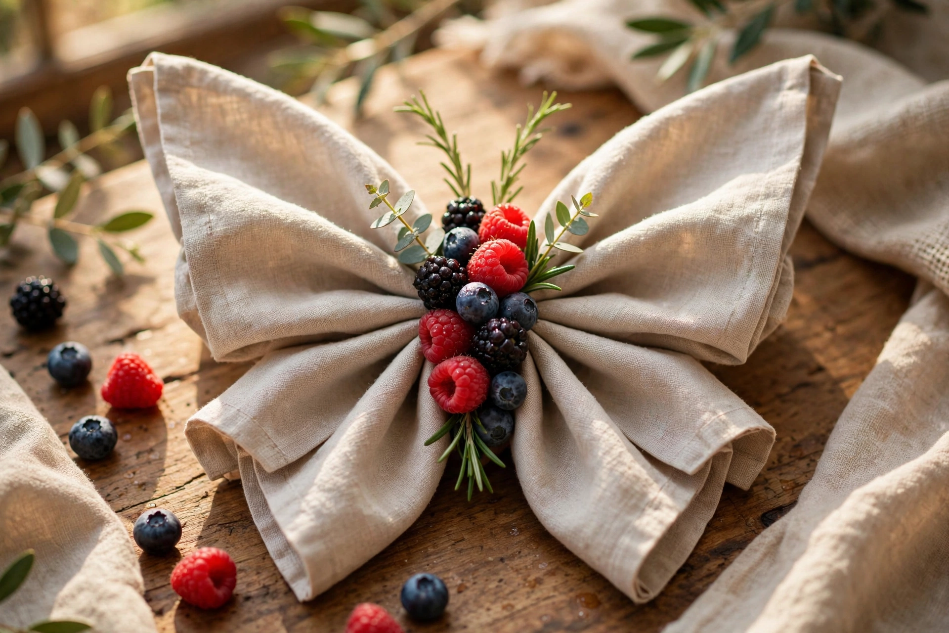 Butterfly napkin fold — Christmas napkin folding idea