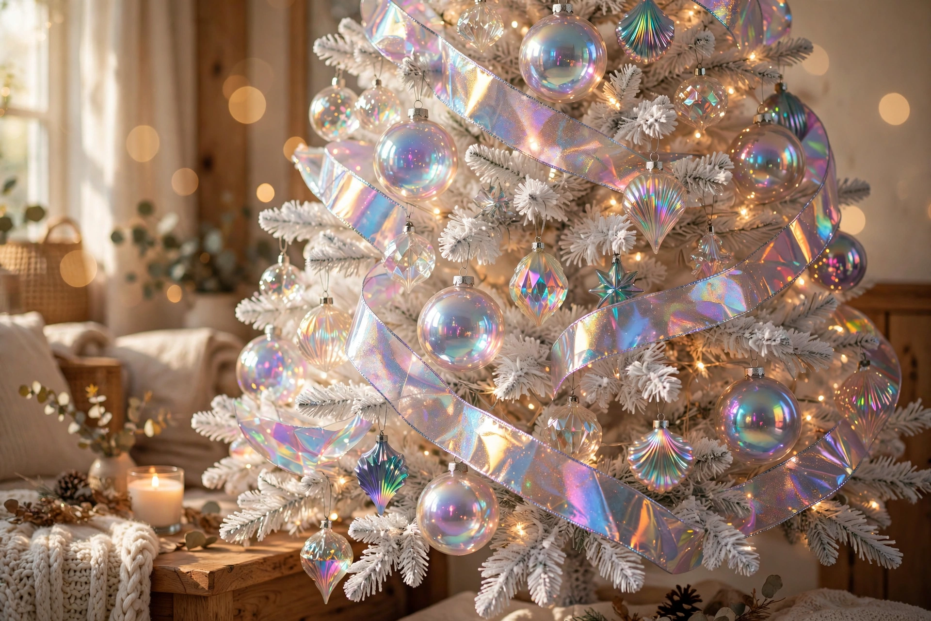 Iridescent shimmer tree — white Christmas tree idea