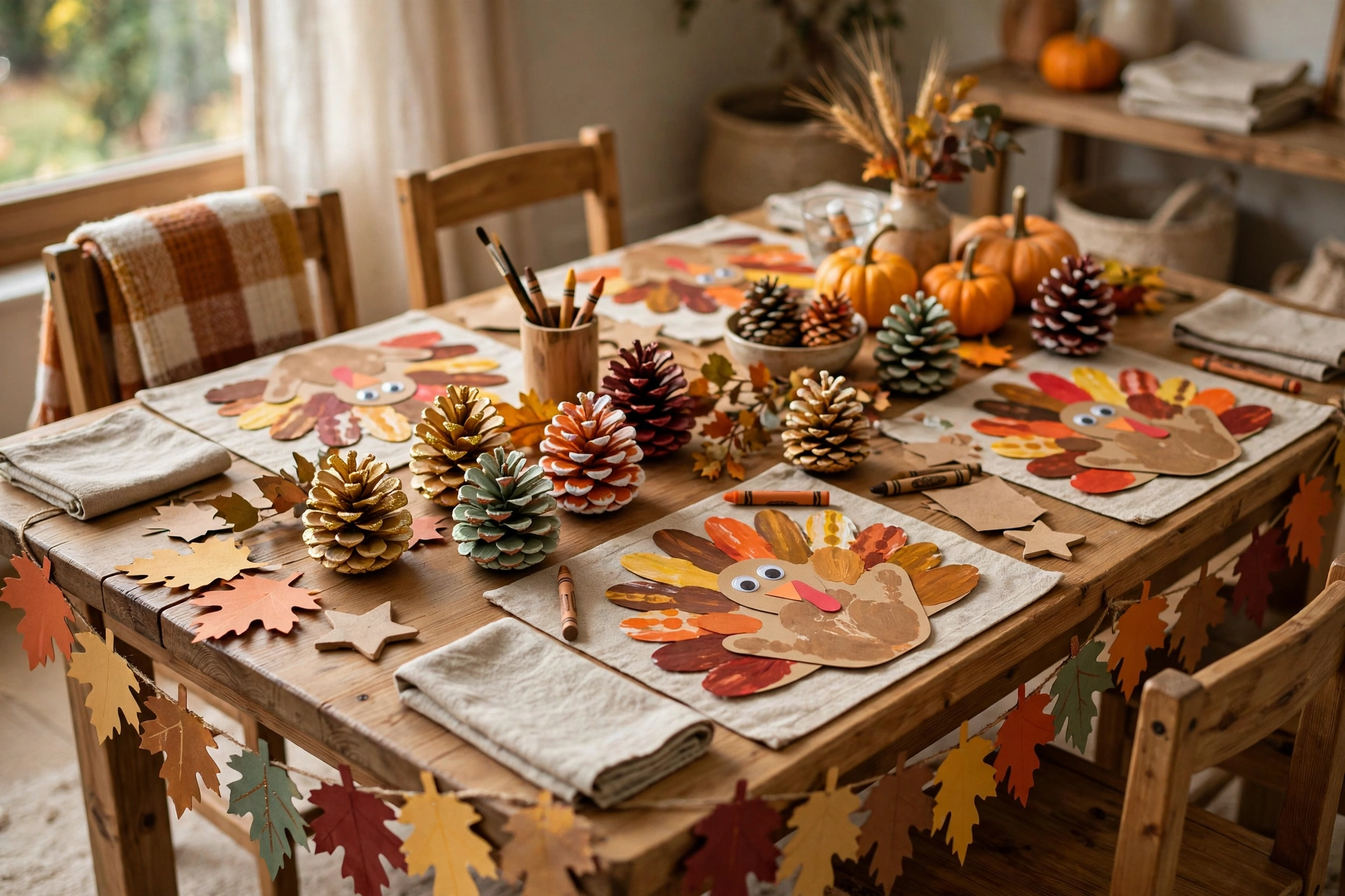 Kids' table craft centerpiece — Thanksgiving centerpiece idea