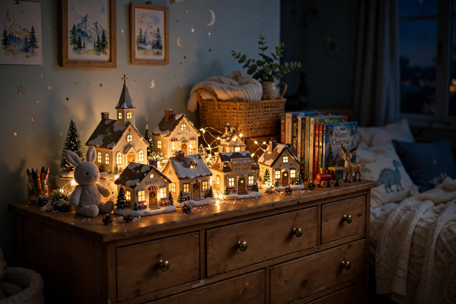 Village nightlights — Christmas bedroom idea for kids