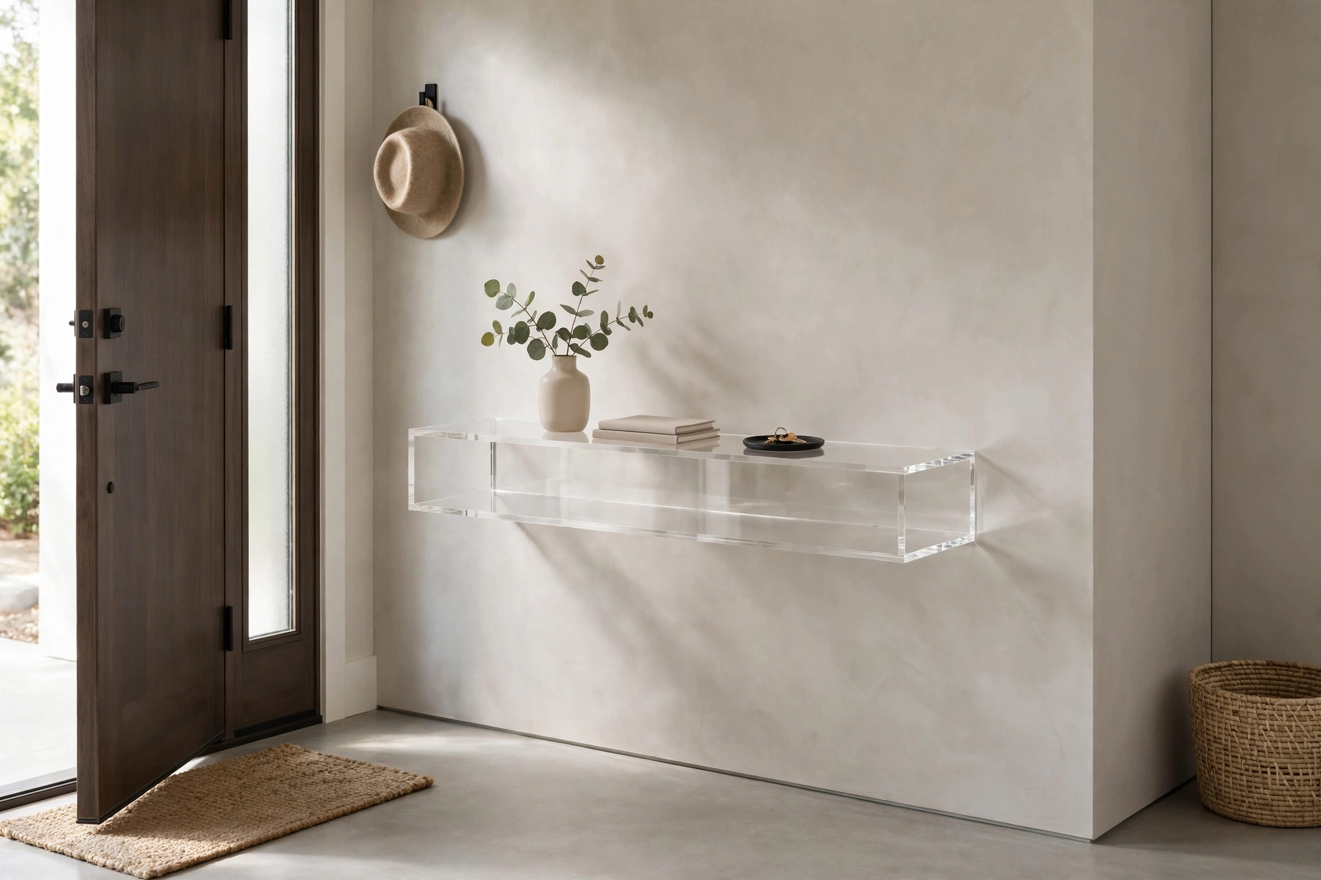 Acrylic floating console — drop zone idea