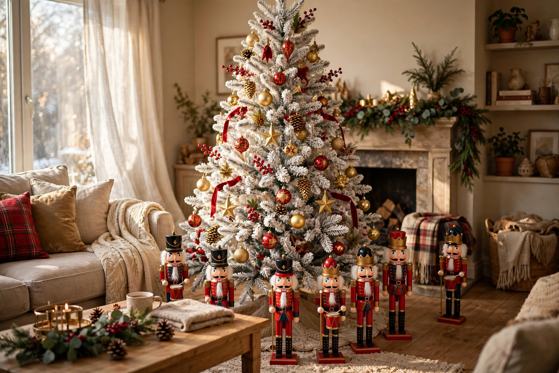 Nutcracker traditional tree — white Christmas tree idea