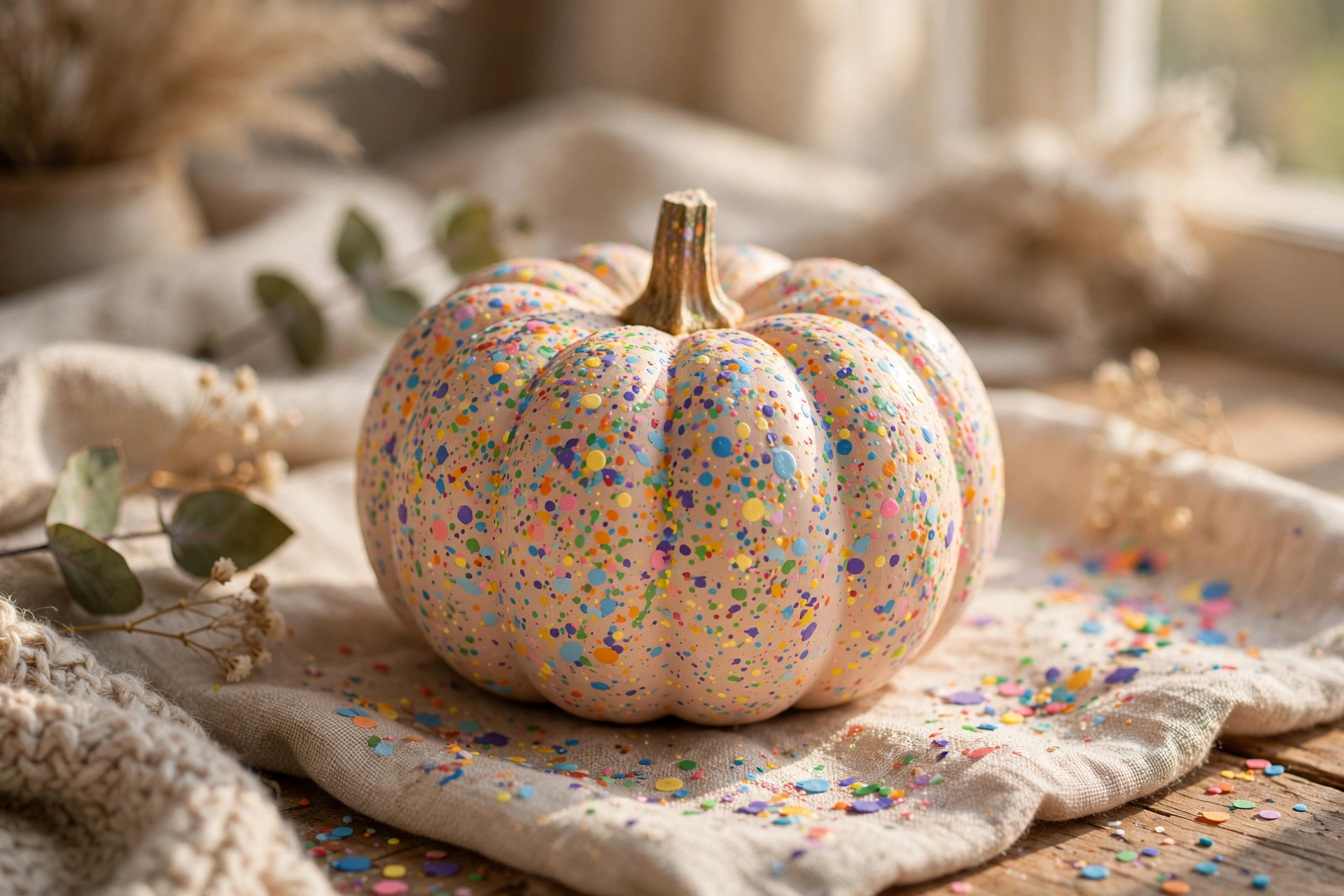 Confetti sprinkle mini pumpkins — mini pumpkin painting idea