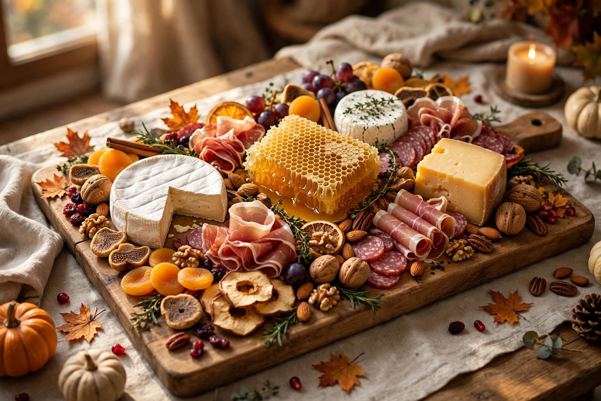 Edible cheese board centerpiece — Thanksgiving centerpiece idea