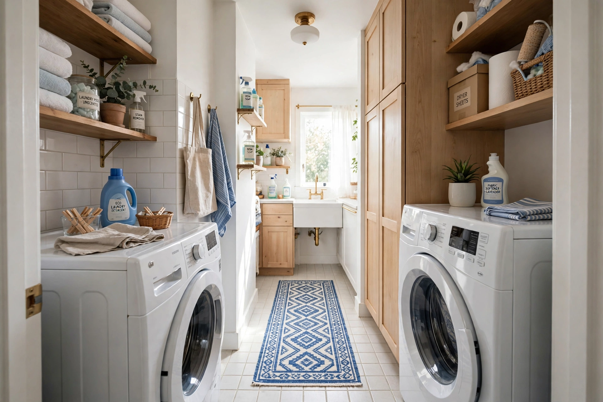 Runner rug for style and comfort — small narrow laundry room idea