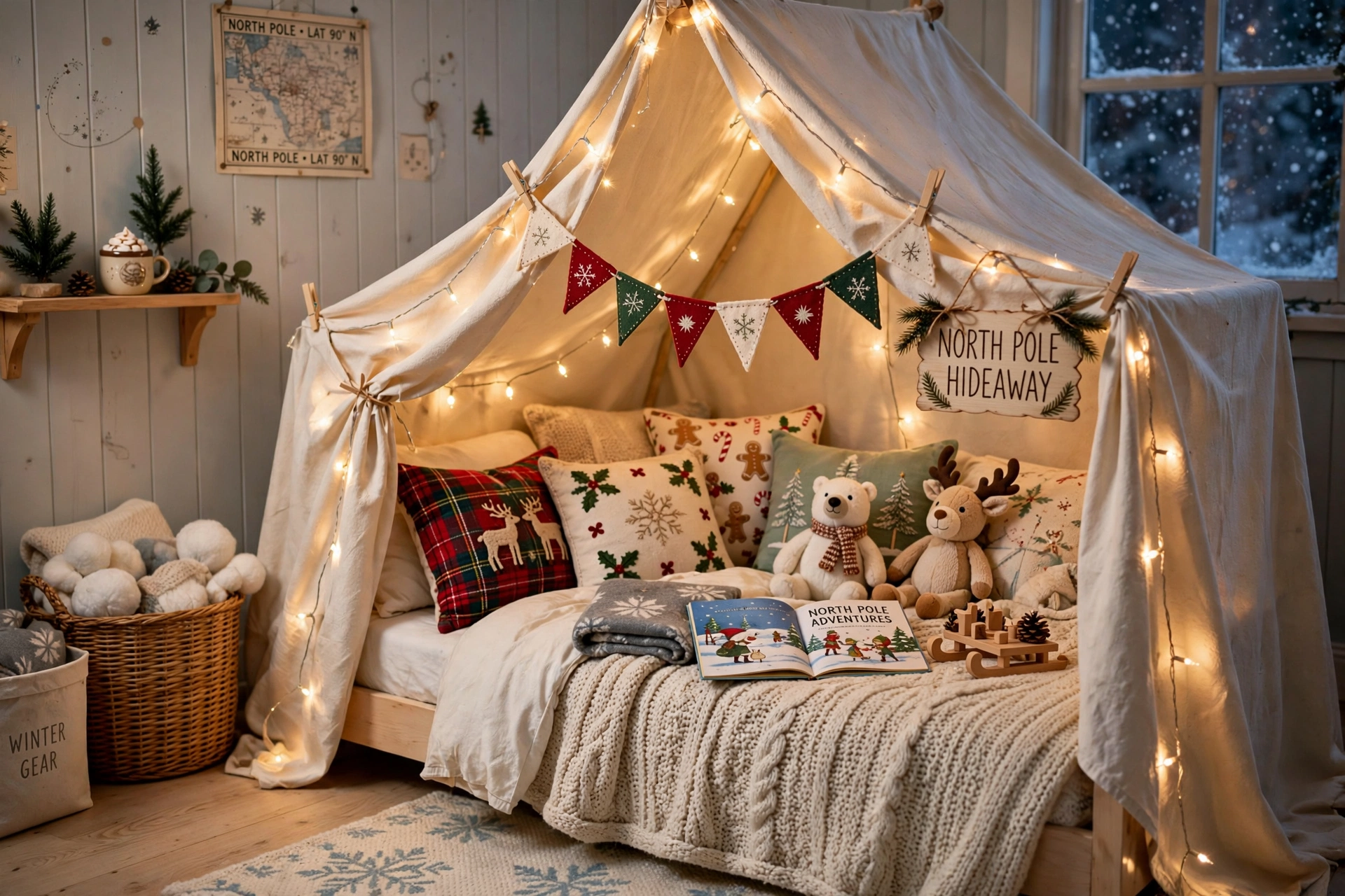 Bed tent fort — Christmas bedroom idea for kids
