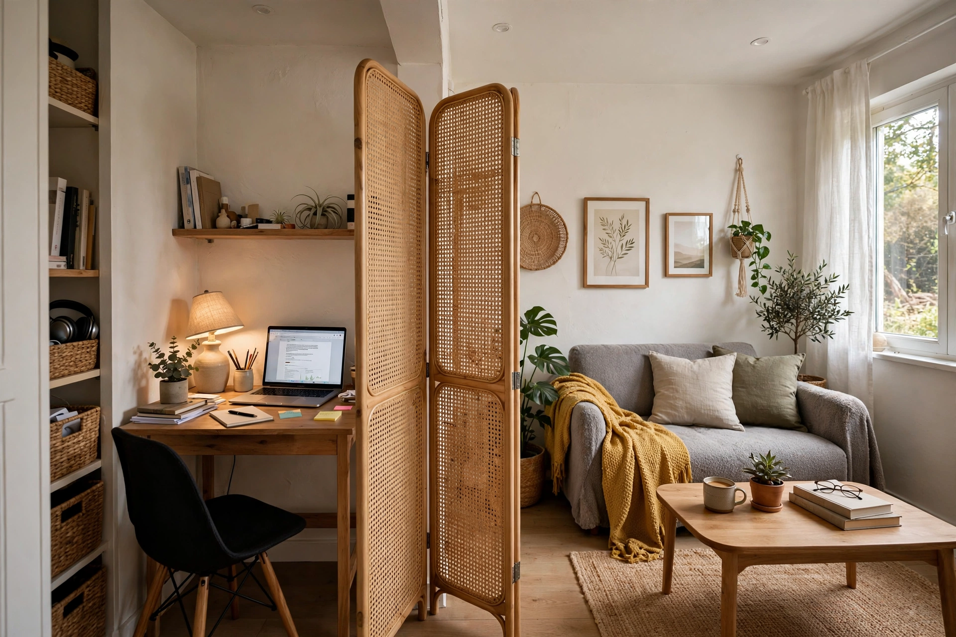 Folding room divider screen — narrow living room idea