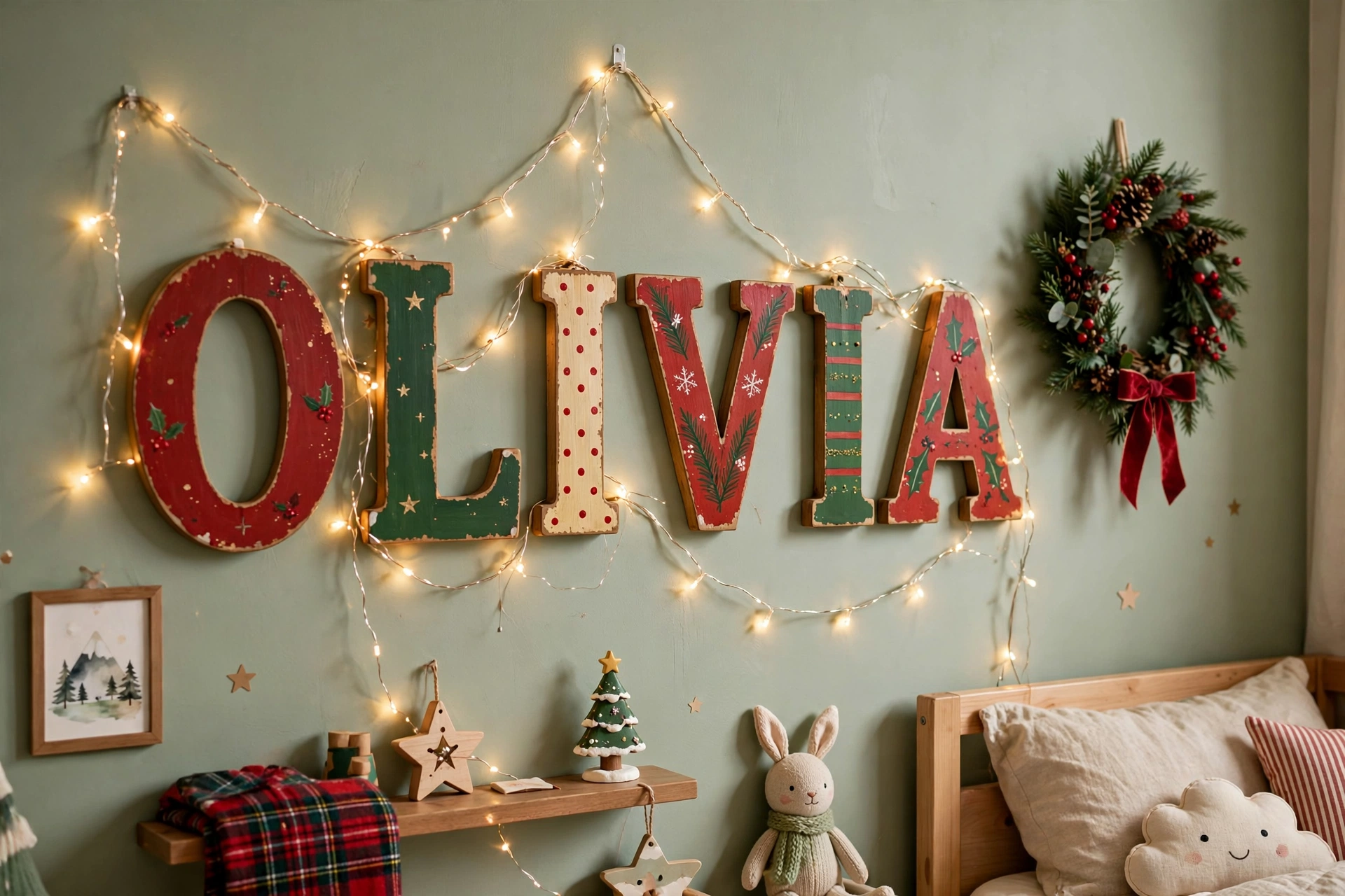 Name wall letters — Christmas bedroom idea for kids