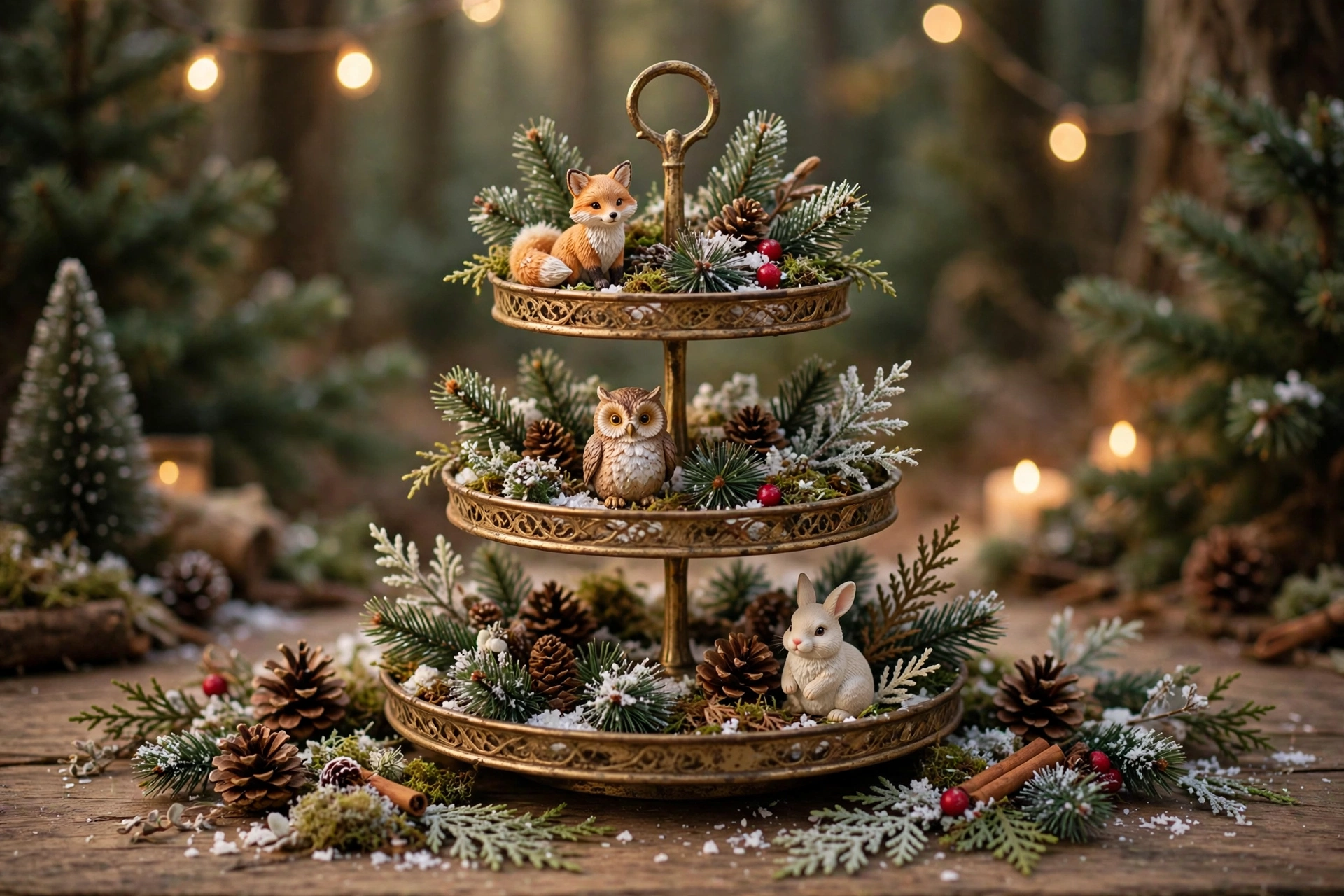 Woodland creatures tray — Christmas tiered tray idea