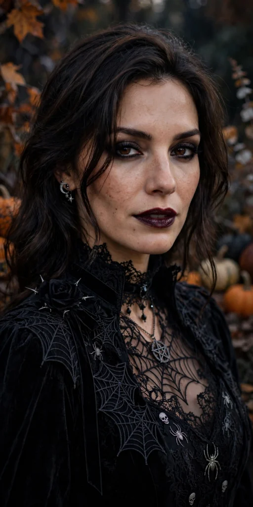21 Brunette Halloween Costume Ideas That Flatter Dark Hair (2026) brunette halloween costume ideas, woman with dark hair in a stunning Halloween costume
