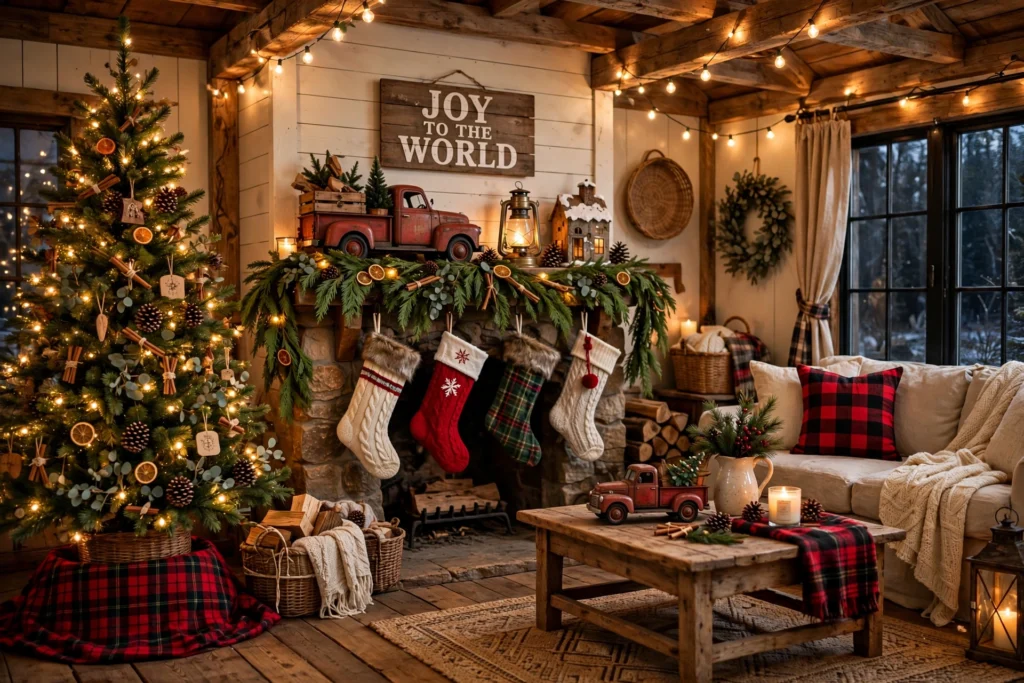 40 Christmas Farmhouse Decor Ideas Full of Rustic Charm featured christmas farmhouse decor ideas