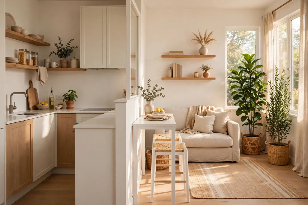 featured very small open plan kitchen living room ideas